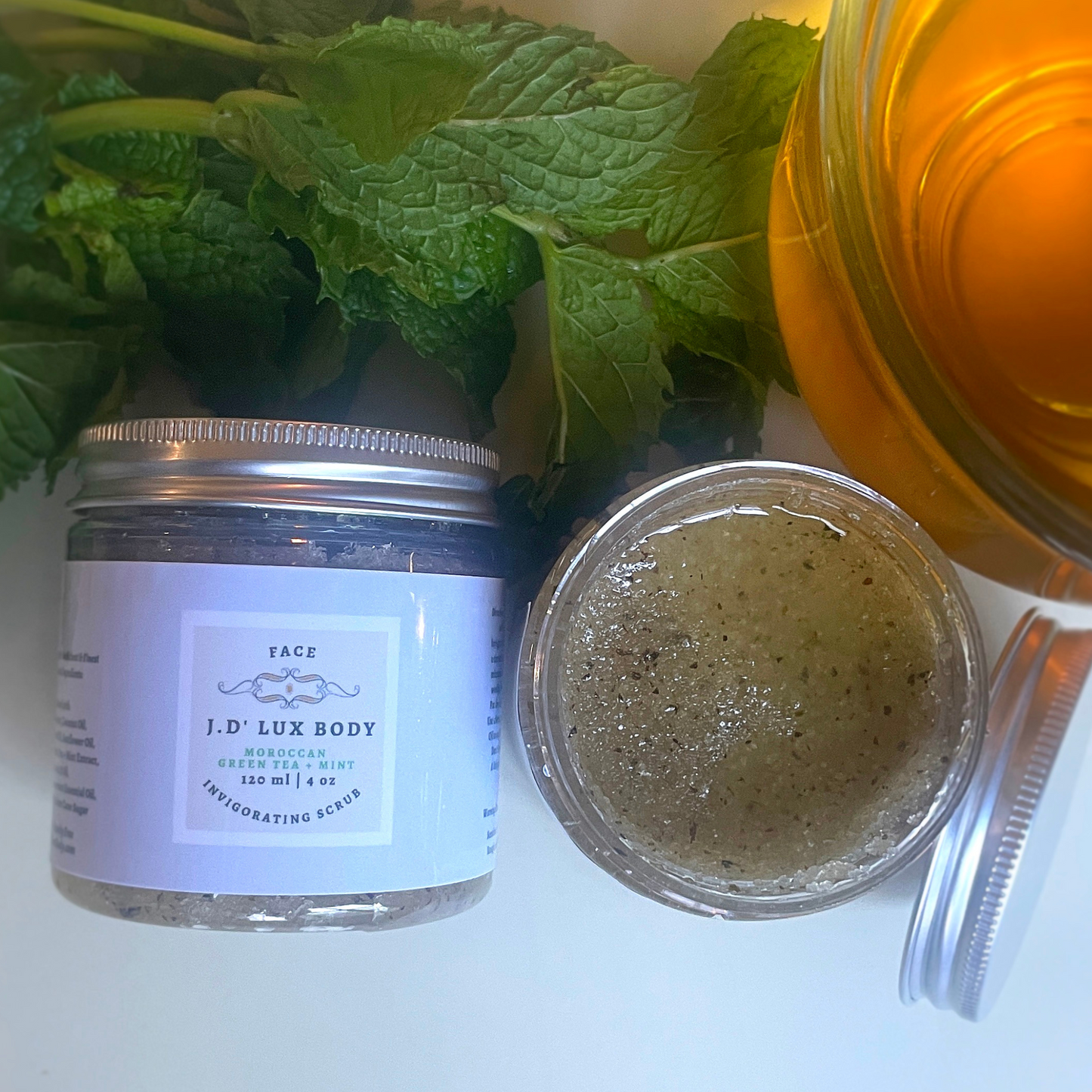 Moroccan Green Tea + Mint Invigorating Scrub  4oz